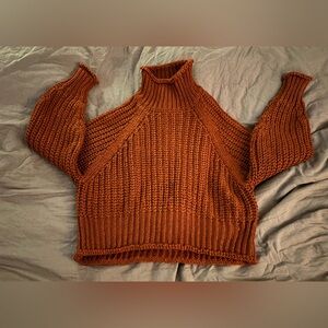 H&M Cowl Neck Sweater | Chunky Knit Sweater | Rusty / Burnt Orange